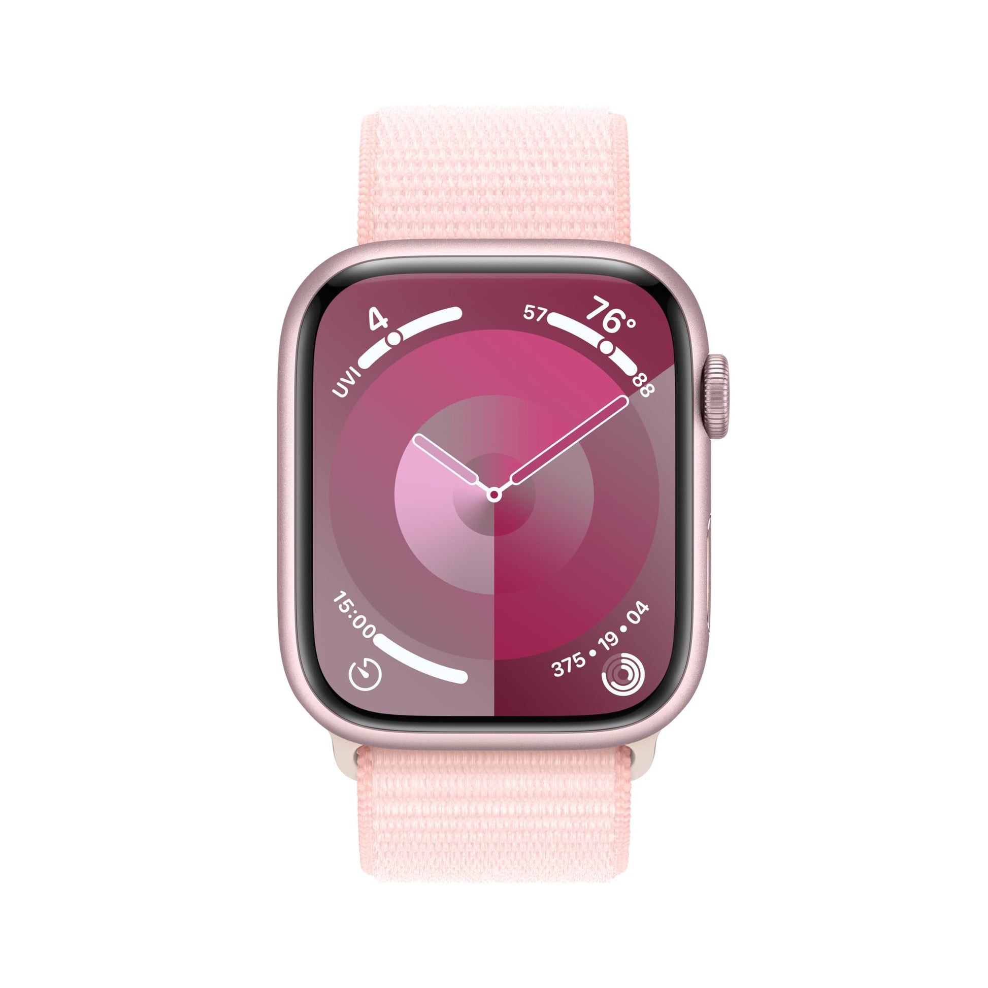 Apple Watch Series 9 45mm GPS - Pink Aluminum Case with Light Pink Sport Loop (Adj) - MR9J3LL/A