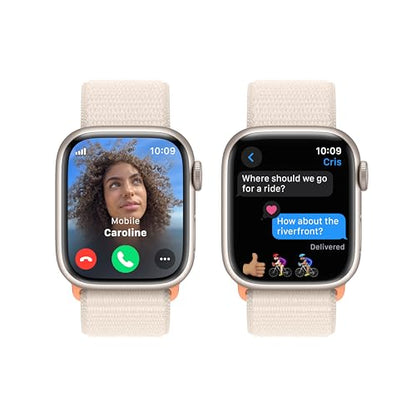 Apple Watch Series 9 (GPS + Cellular) 41mm Aluminum Case with Starlight Sport Loop - Adj - Starlight - MRHQ3LL/A