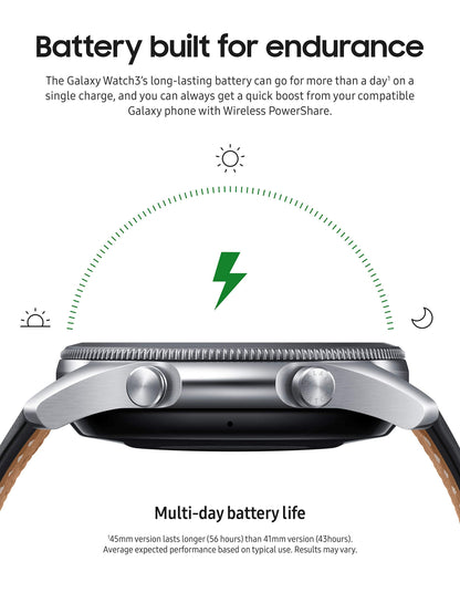 Samsung Galaxy Watch3 SM-R850 41mm Mystic Silver Stainless Steel Case with Black - SM-R850NZSAXAR