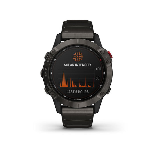 Garmin - f?nix 6 Pro Solar GPS Smartwatch 47mm Stainless Steel - Titanium Carbon Gray DLC