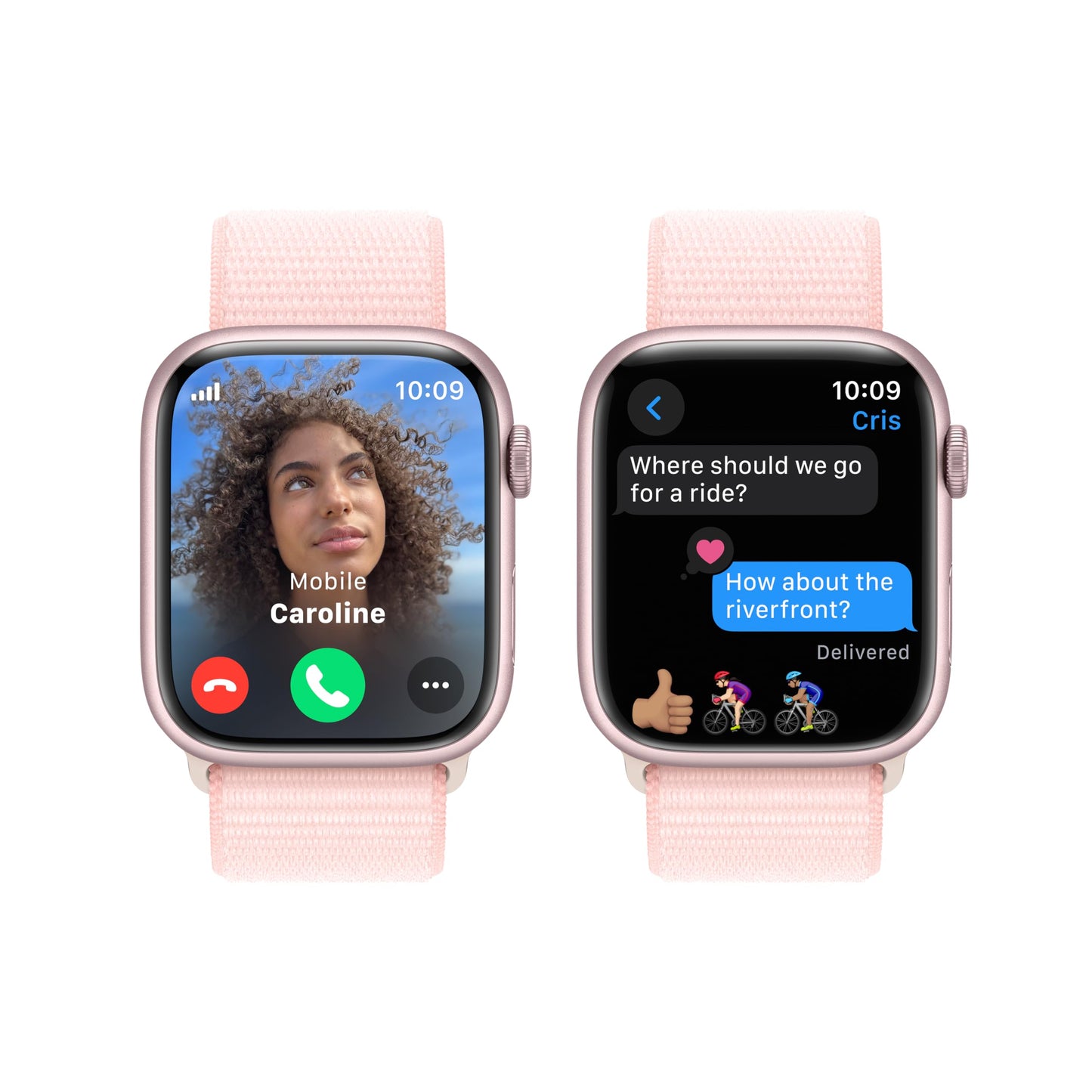 Apple Watch Series 9 (GPS + Cell) 45mm Pink Aluminum Case with Light Pink Sport Loop (Adjustable) - MRMM3LL/A