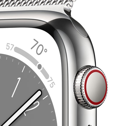 Apple Watch Series 8 GPS+Cell 41MM Stainless Steel Case - Milanese Loop - Silver - MNJ73LL/A
