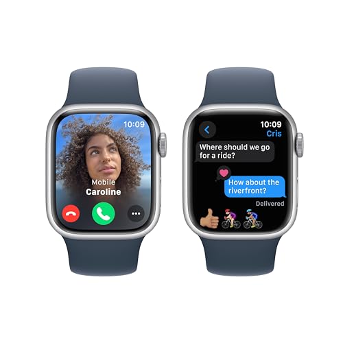 Apple Watch Series 9 (GPS) 41mm Aluminum Case with Storm Blue Sport Band - M/L - Silver - MR913LL/A
