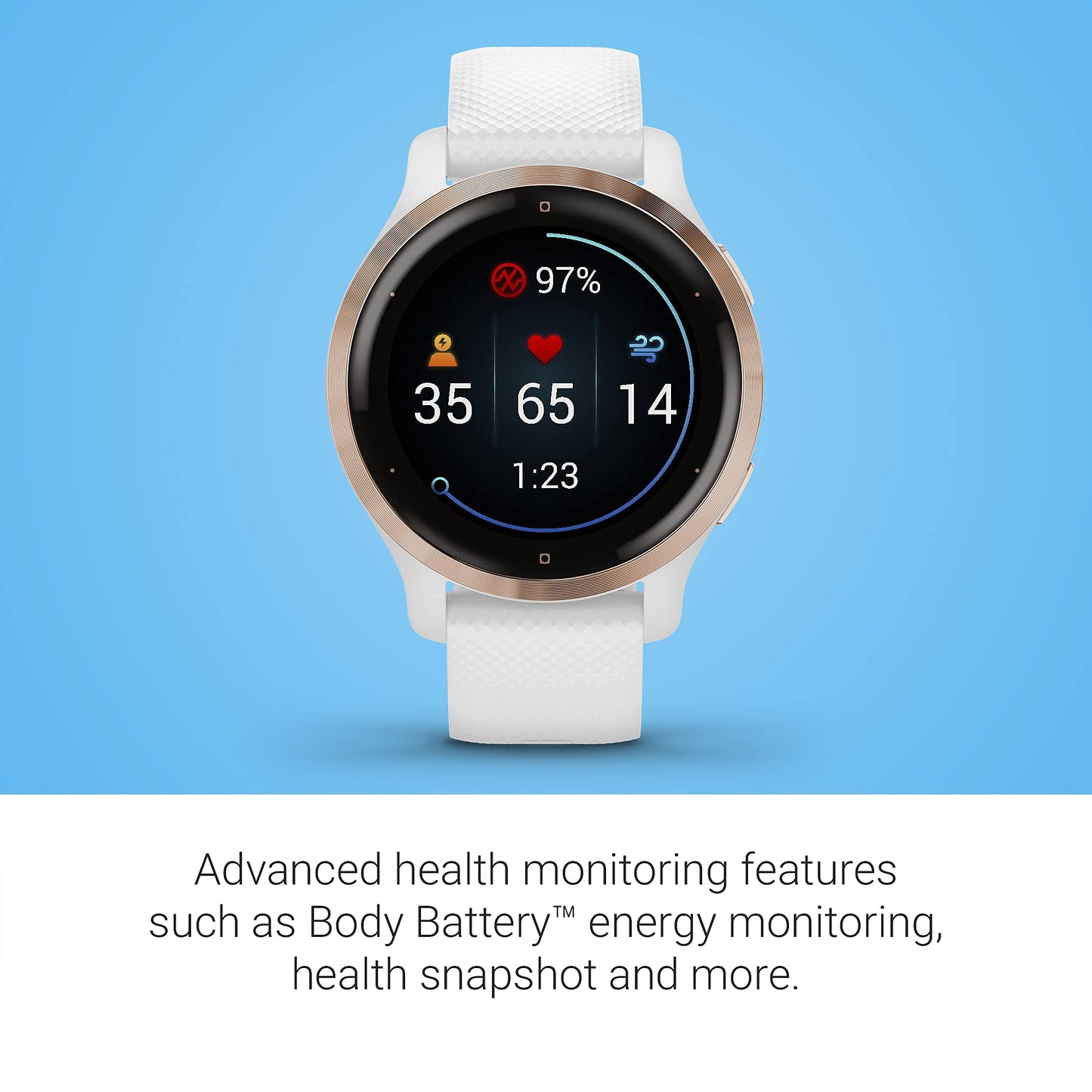 Garmin - Venu 2S GPS Smartwatch 28mm  Polymer Rose Gold Bezel with White Case - 010-02429-03