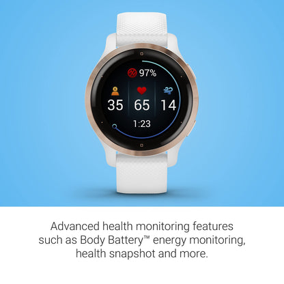Garmin - Venu 2S GPS Smartwatch 28mm  Polymer Rose Gold Bezel with White Case - 010-02429-03