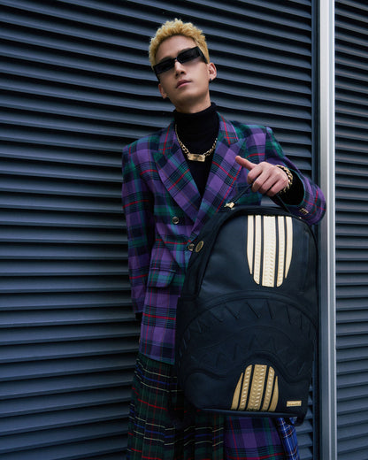 GOLD AND BLACK RACING STRIPES BACKPACK