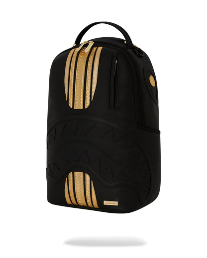 GOLD AND BLACK RACING STRIPES BACKPACK