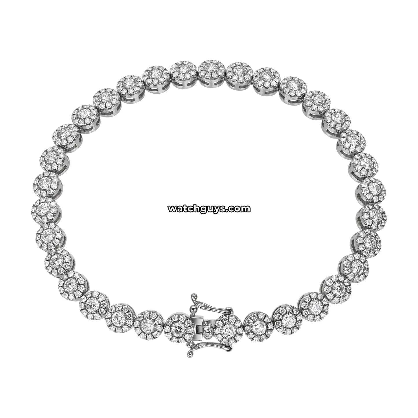 Halo Diamond Tennis Bracelet 5.00 Carat TW 18k White Gold