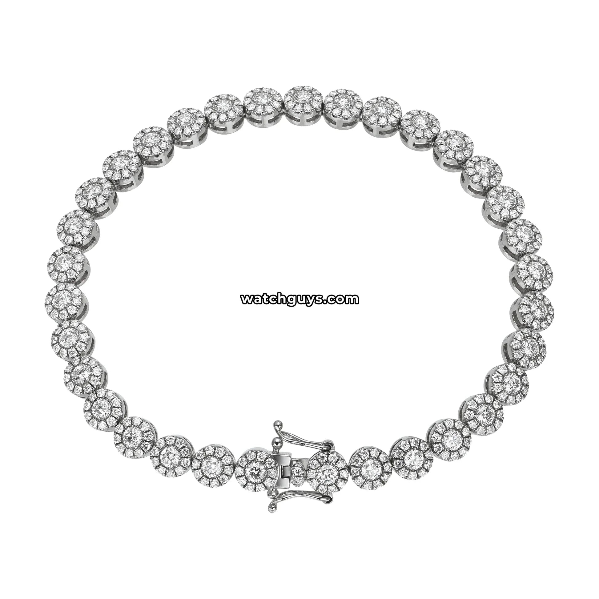 Halo Diamond Tennis Bracelet 5.00 Carat TW 18k White Gold