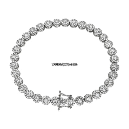 Halo Diamond Tennis Bracelet 5.00 Carat TW 18k White Gold