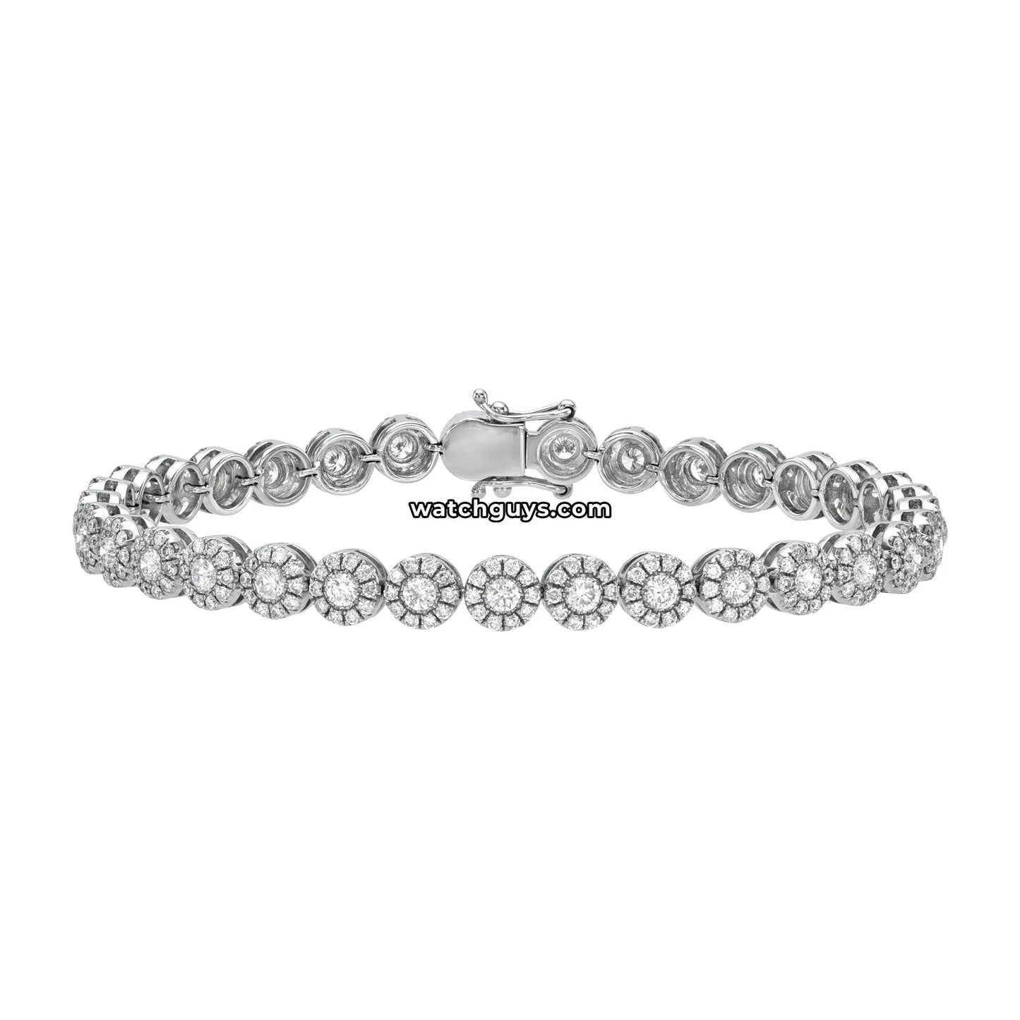 Halo Diamond Tennis Bracelet 5.00 Carat TW 18k White Gold
