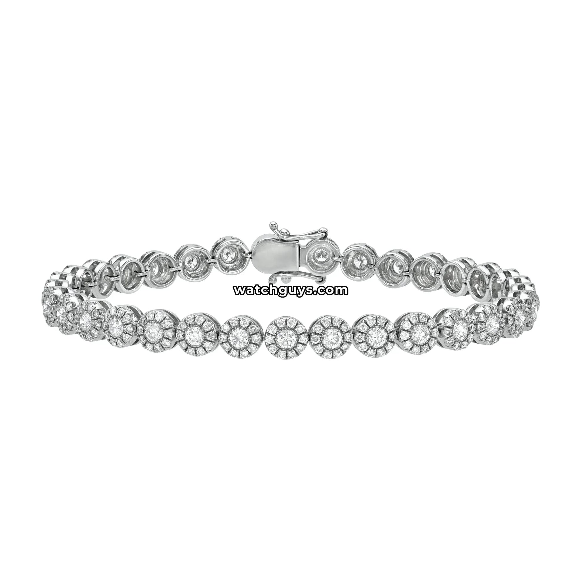 Halo Diamond Tennis Bracelet 5.00 Carat TW 18k White Gold
