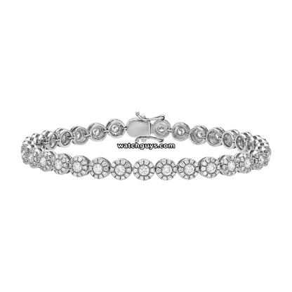 Halo Diamond Tennis Bracelet 5.00 Carat TW 18k White Gold