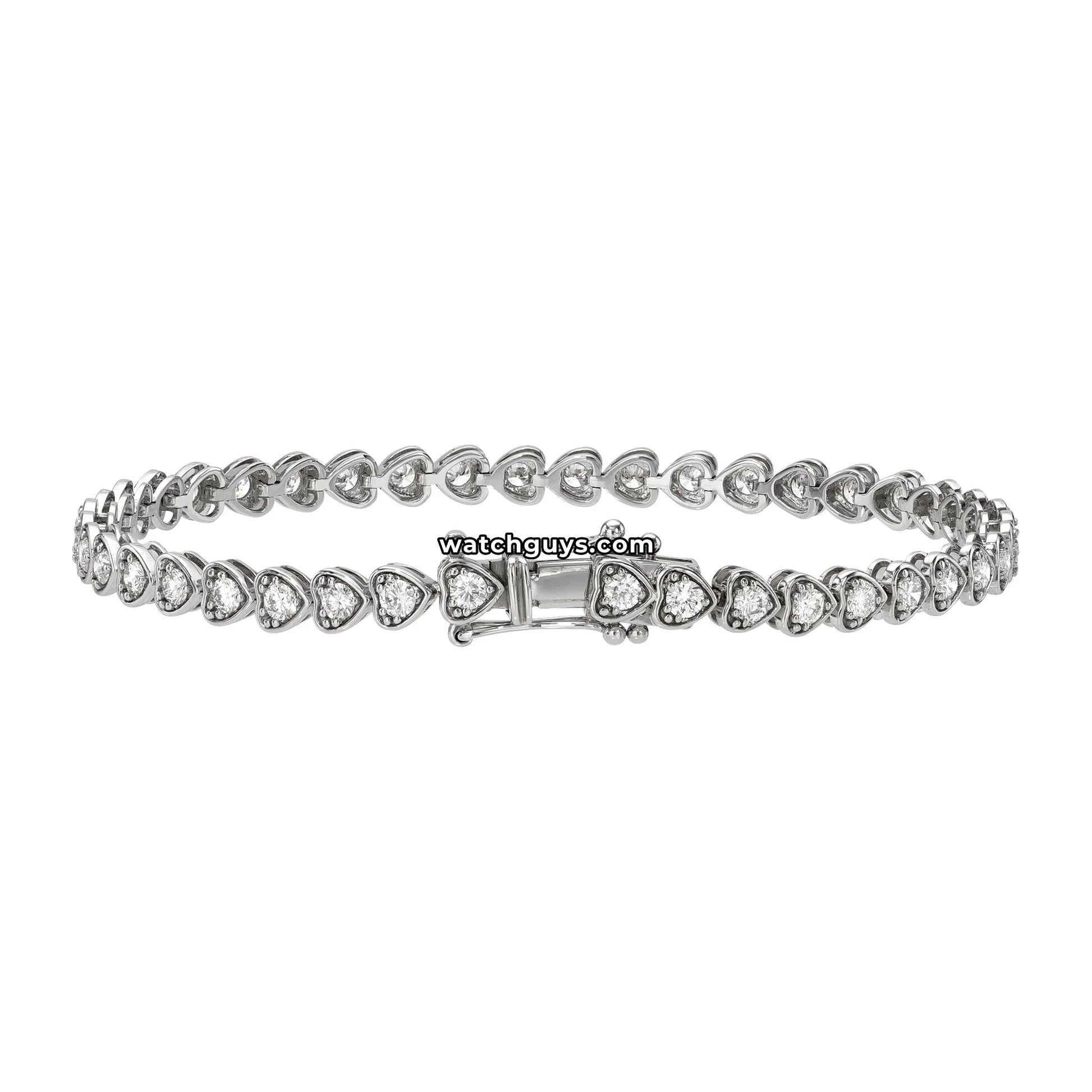 Heart Style Diamond Tennis Bracelet 14k White Gold