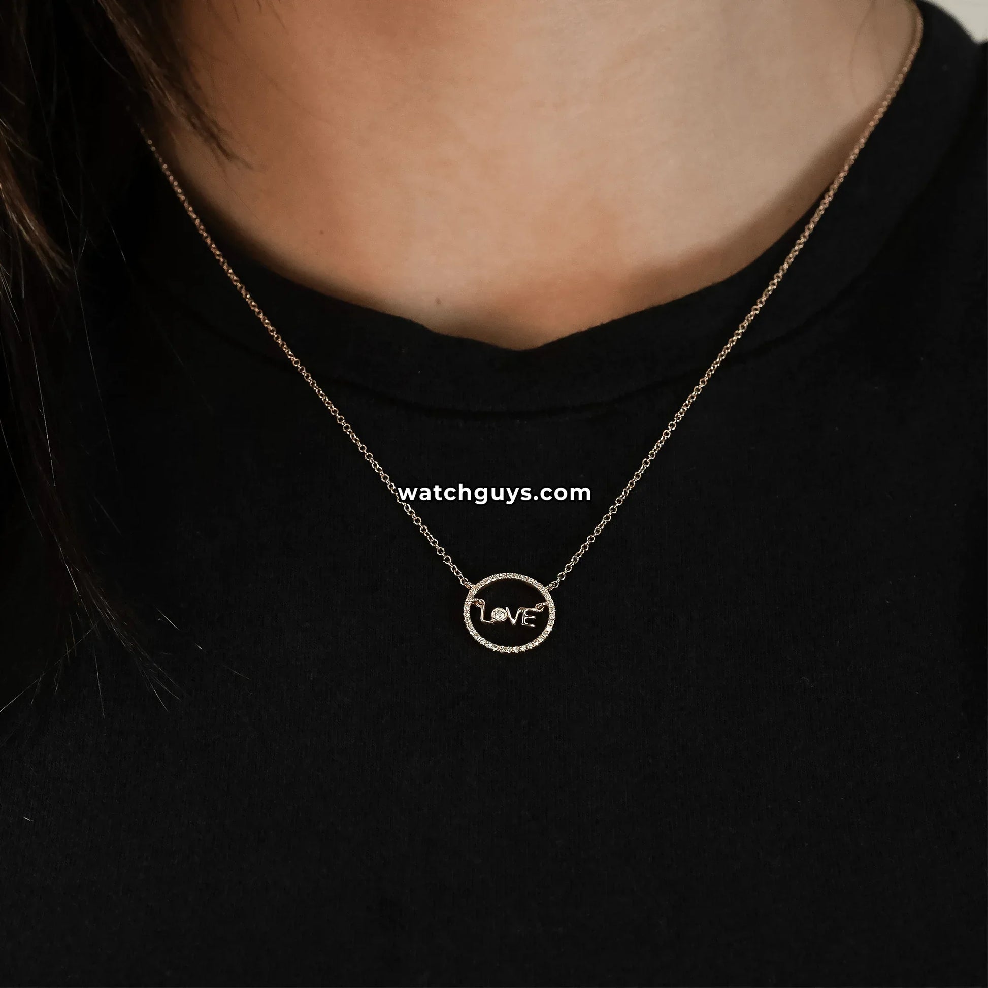 Love Circle Diamond Pendant Necklace 14k Yellow Gold