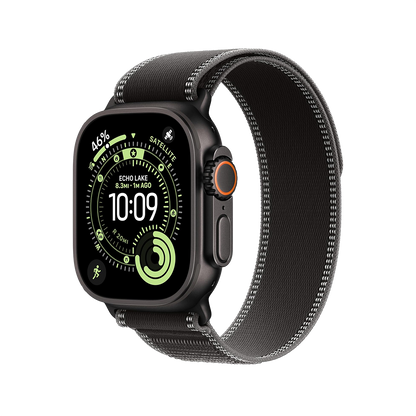 Apple Watch Ultra 3 49mm GPS + Cellular - Black Titanium w/ S/M Black Charcoal Trail Loop, Grade B