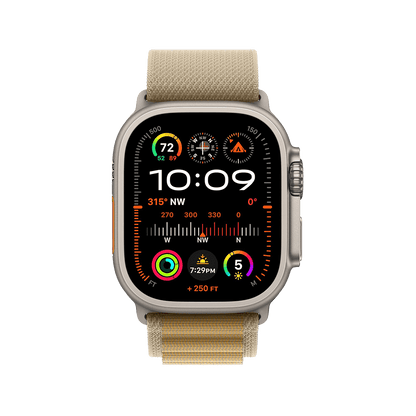 Apple Watch Ultra 2 49mm GPS + Cellular - Natural Titanium w/ Small Tan Alpine Loop, Grade B