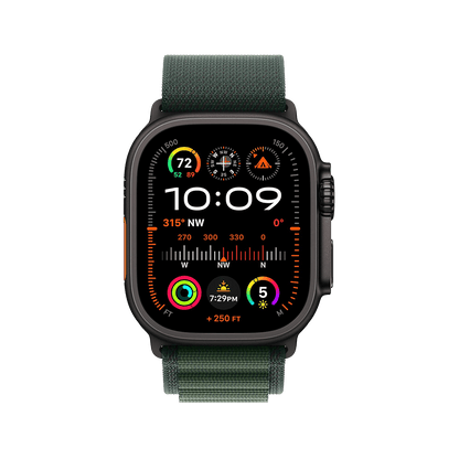 Apple Watch Ultra 2 49mm GPS + Cellular - Black Titanium w/ Large Dark Green Alpine Loop, Open Box
