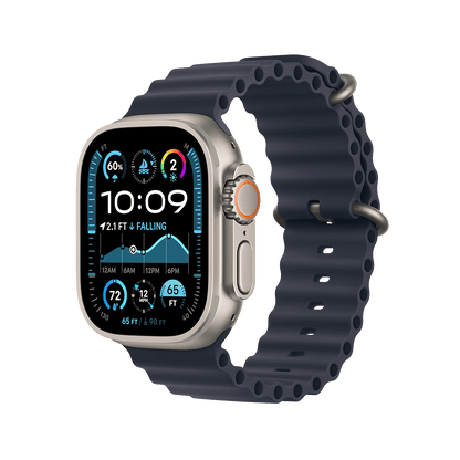 Apple Watch Ultra 2 49mm GPS + Cellular - Natural Titanium w/ Navy Ocean Band, Grade A