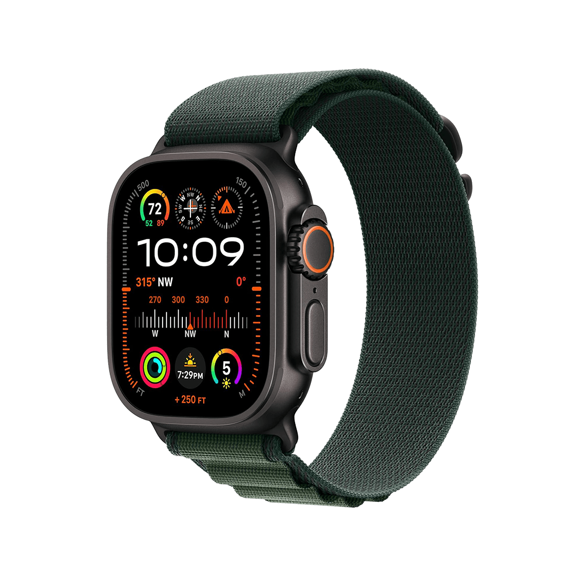 Apple Watch Ultra 2 49mm GPS + Cellular - Black Titanium w/ Large Dark Green Alpine Loop, Grade A