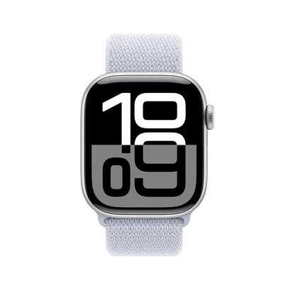 Apple Watch Series 10 42mm GPS + Cellular - Silver w/ Blue Cloud Sport Loop, Grade A