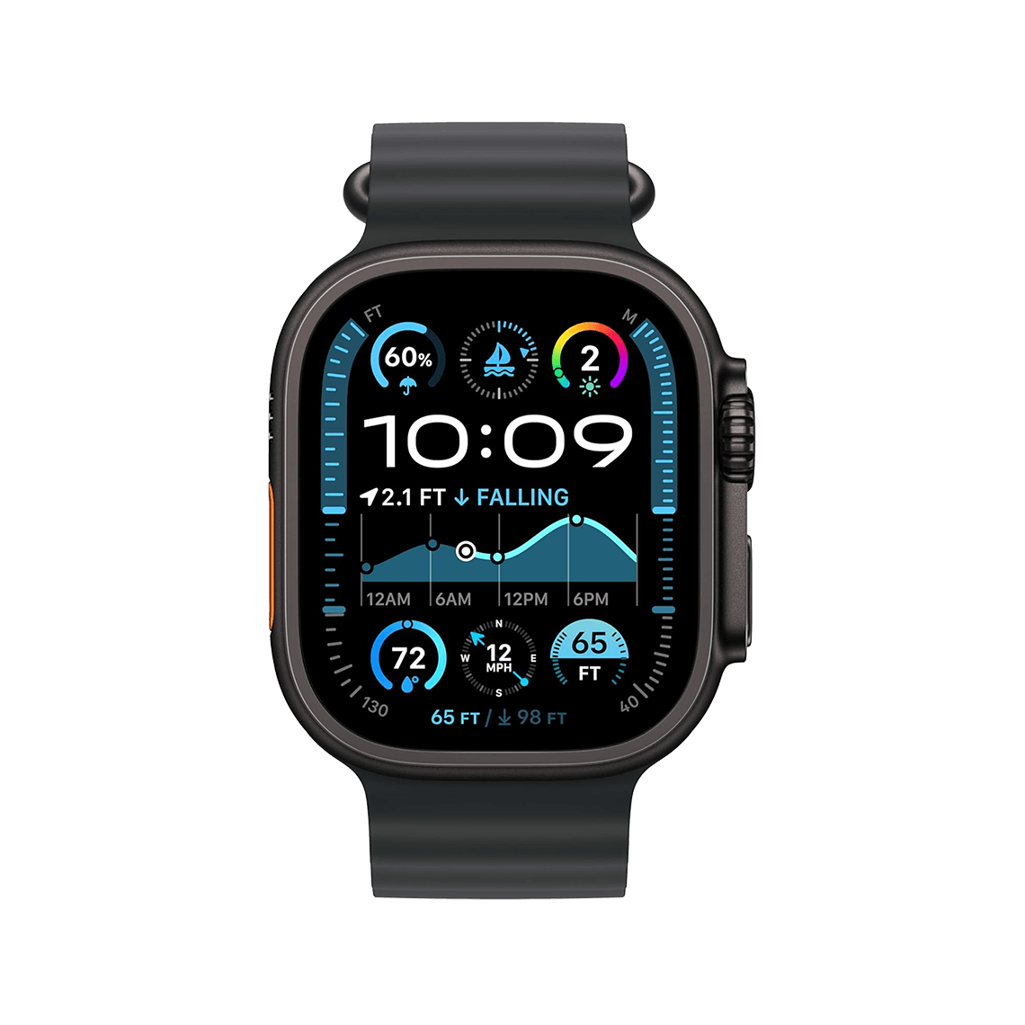 Apple Watch Ultra 2 49mm GPS + Cellular - Black Titanium w/ Black Ocean Band, Grade A