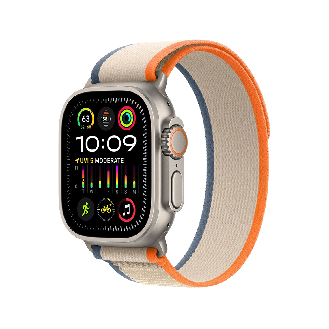 Apple Watch Ultra 2 49mm GPS + Cellular - Titanium - S/M Orange/Beige Trail Loop, Grade B