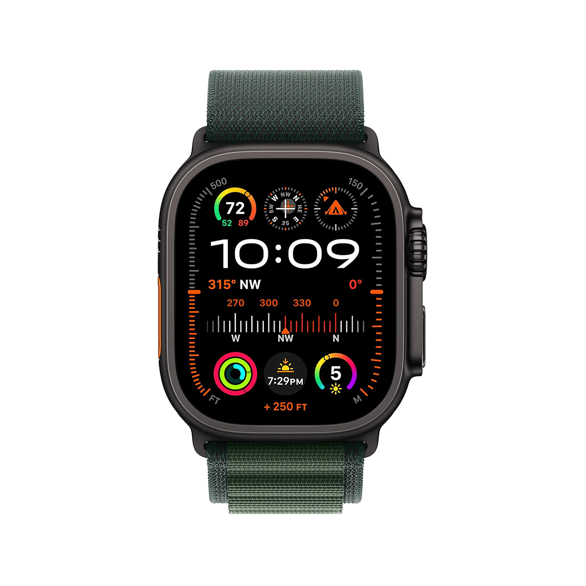 Apple Watch Ultra 2 49mm GPS + Cellular - Black Titanium w/ Medium Dark Green Alpine Loop, Grade A