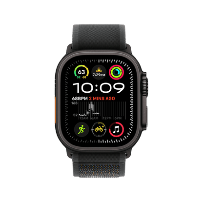 Apple Watch Ultra 2 49mm GPS + Cellular - Black Titanium w/ M/L Black Trail Loop, Grade A