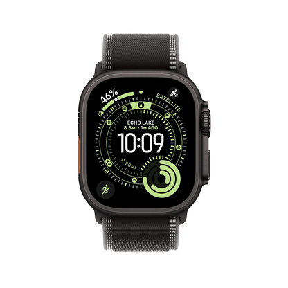 Apple Watch Ultra 3 49mm GPS + Cellular - Black Titanium w/ S/M Black Charcoal Trail Loop, Open Box
