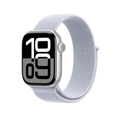 Apple Watch Series 10 46mm GPS - Silver w/ Blue Cloud Sport Loop, Grade B