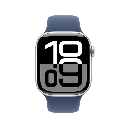 Apple Watch Series 10 46mm GPS + Cellular - Silver w/ M/L Denim Sport Band, Open Box