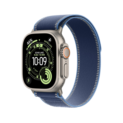 Apple Watch Ultra 3 49mm GPS + Cellular - Natural Titanium w/ S/M Bright Blue Trail Loop, Open Box