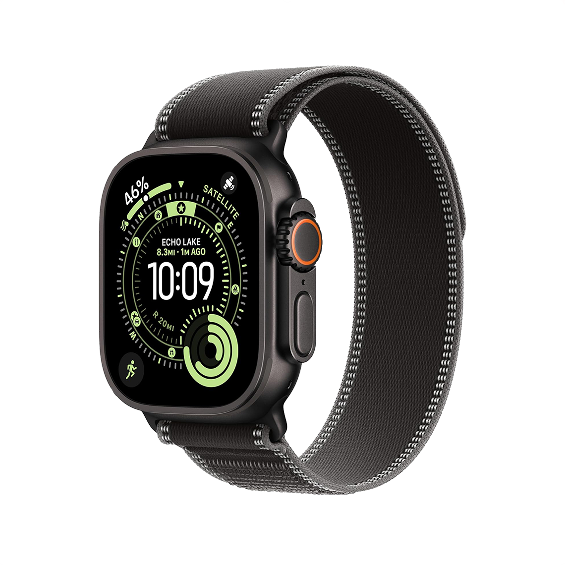 Apple Watch Ultra 3 49mm GPS + Cellular - Black Titanium w/ M/L Black Charcoal Trail Loop, Grade B