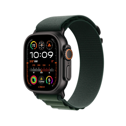 Apple Watch Ultra 2 49mm GPS + Cellular - Black Titanium w/ Large Dark Green Alpine Loop, Grade B
