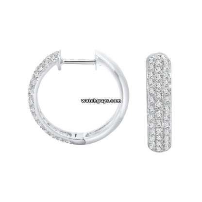Pave Diamond Huggie Earrings 18k White Gold