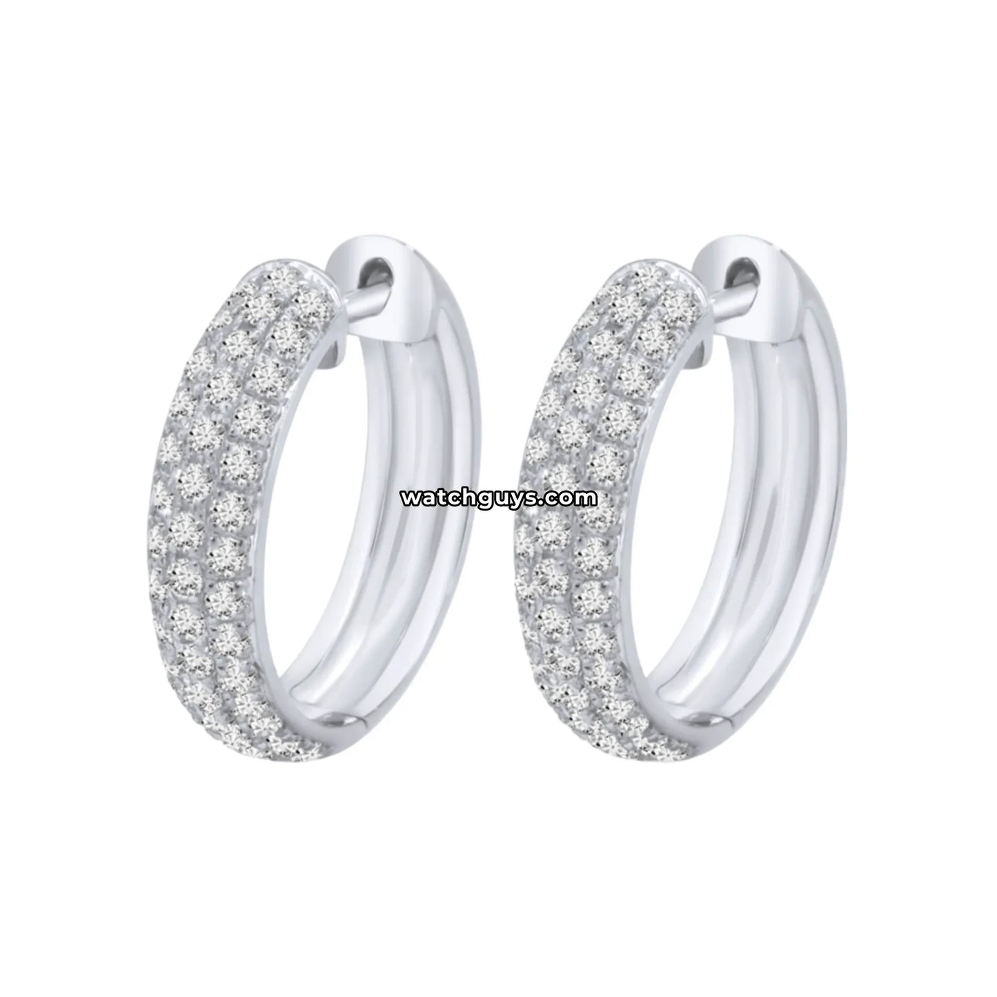 Pave Diamond Huggie Earrings 18k White Gold