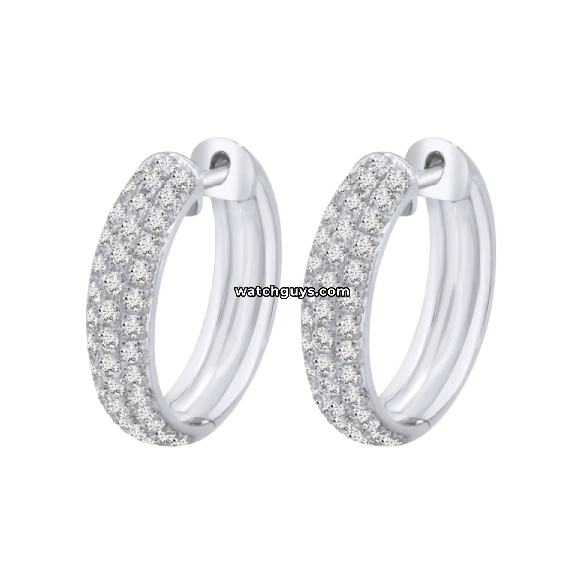 Pave Diamond Huggie Earrings 18k White Gold