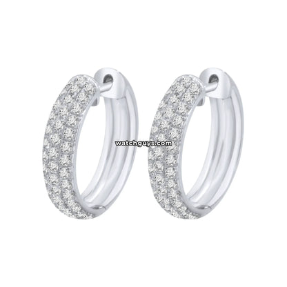 Pave Diamond Huggie Earrings 18k White Gold