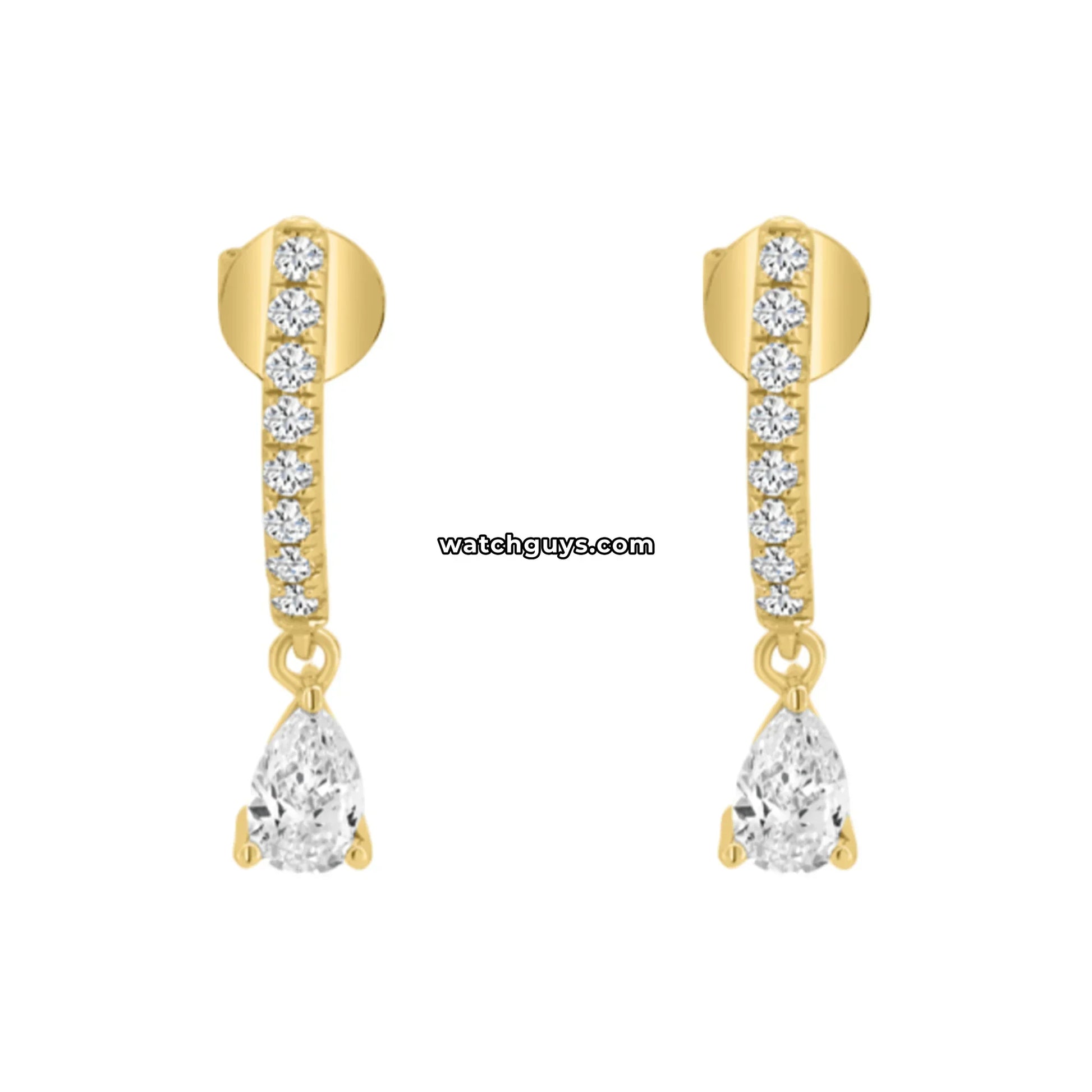 Pear Diamond Dangle Earrings 18k Yellow Gold
