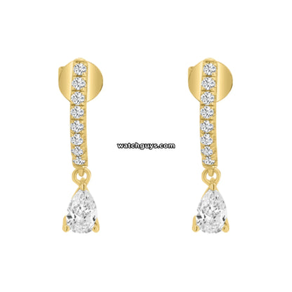 Pear Diamond Dangle Earrings 18k Yellow Gold
