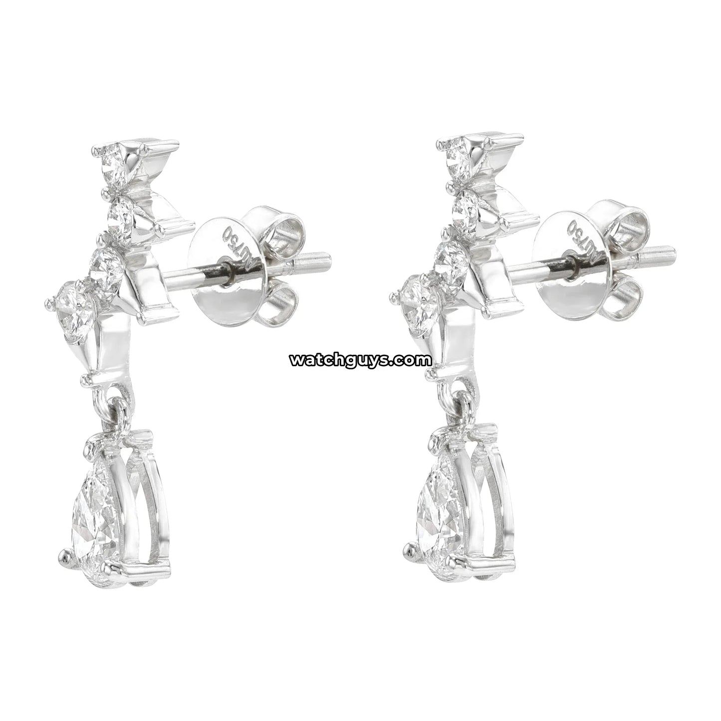 Pear Diamond Drop Earrings 18k White Gold
