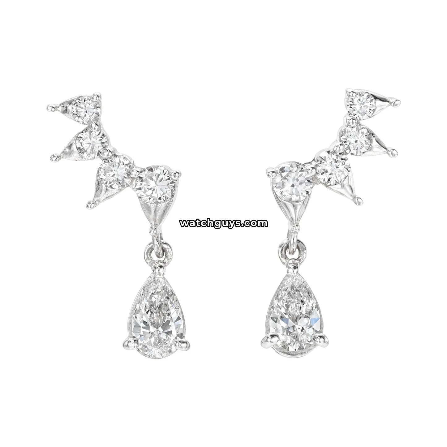 Pear Diamond Drop Earrings 18k White Gold