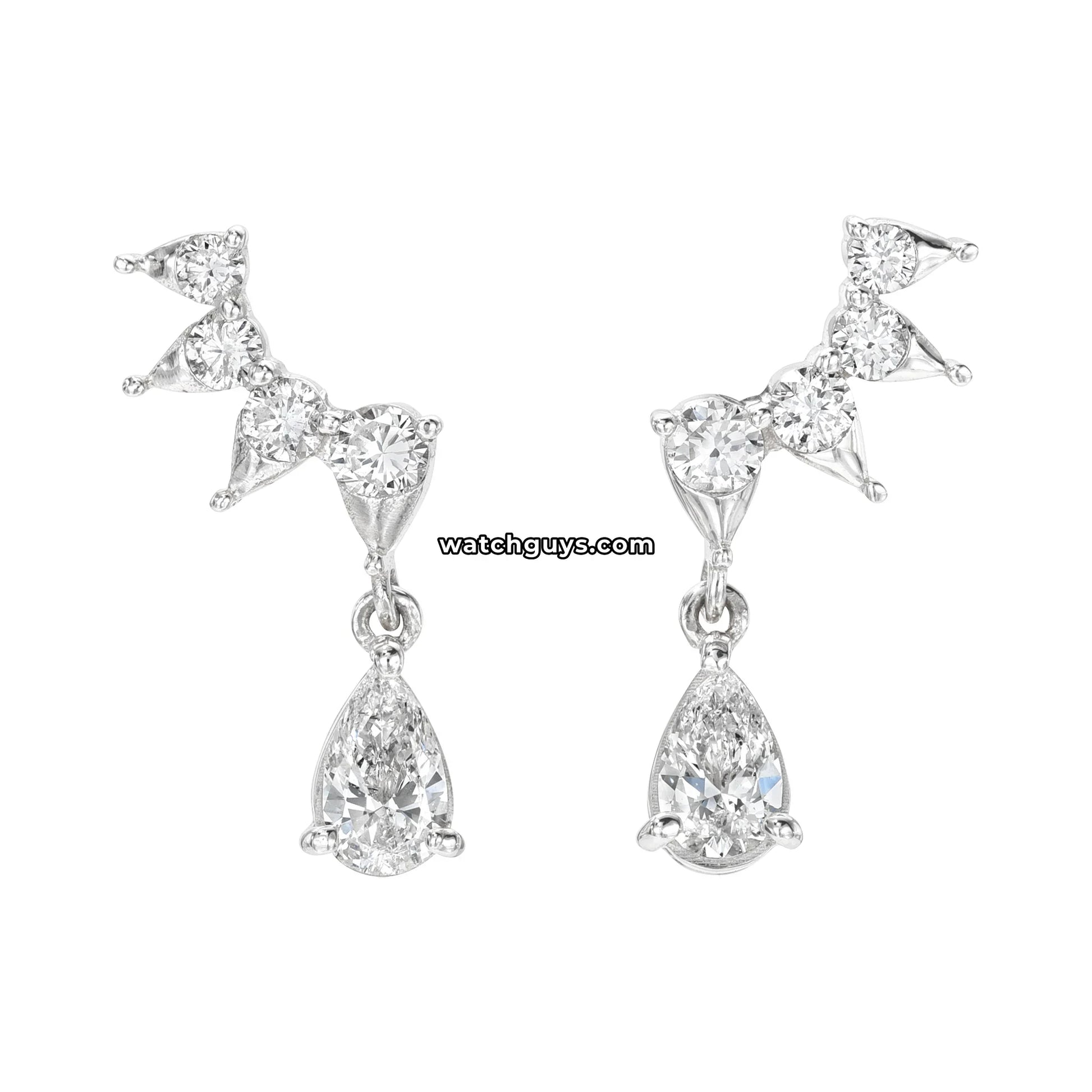 Pear Diamond Drop Earrings 18k White Gold