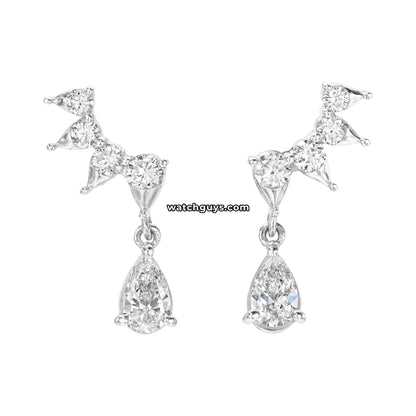 Pear Diamond Drop Earrings 18k White Gold