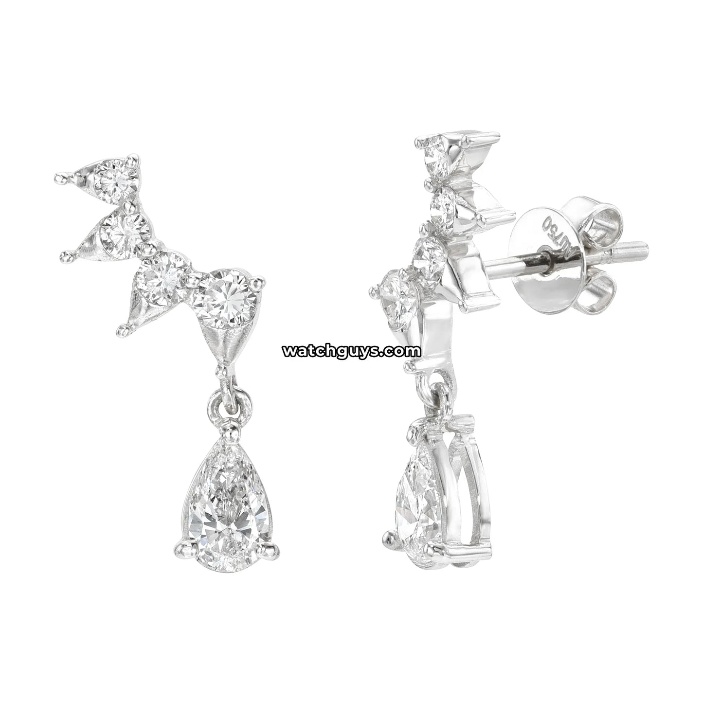 Pear Diamond Drop Earrings 18k White Gold