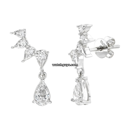 Pear Diamond Drop Earrings 18k White Gold