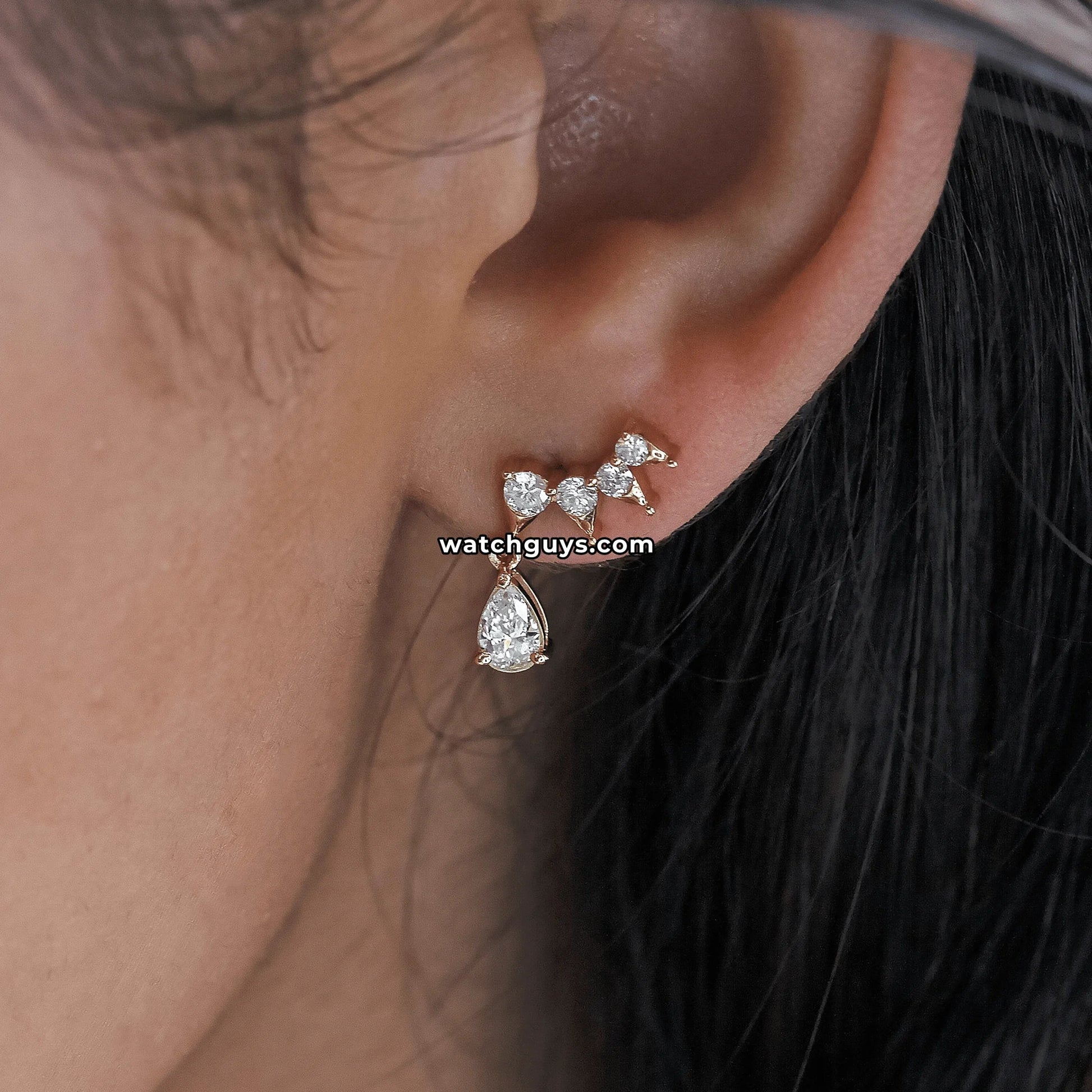 Pear Diamond Drop Earrings 18k Yellow Gold