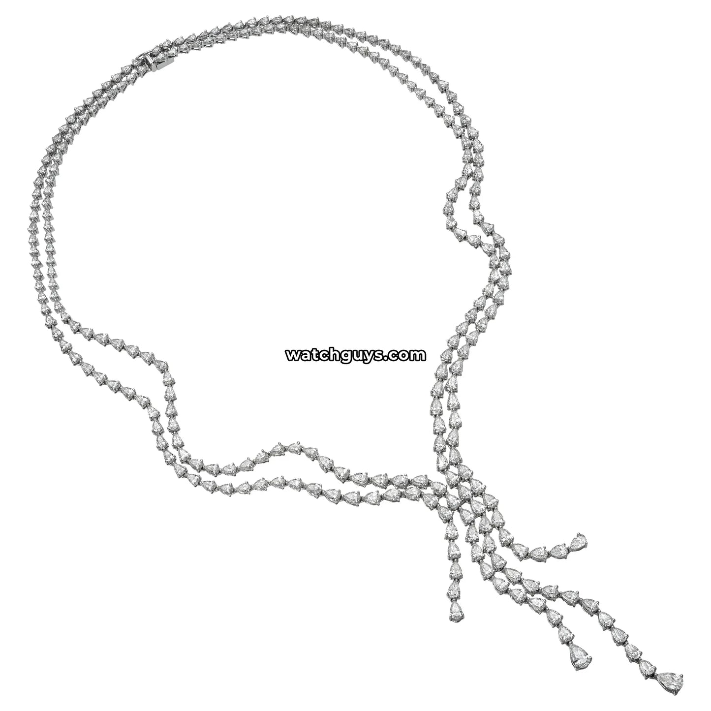 Pear Diamond Necklace 20.88 Carat TW 18k White Gold