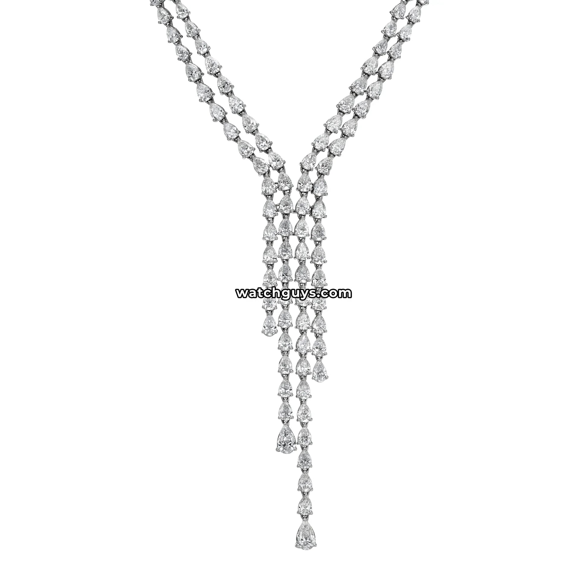 Pear Diamond Necklace 20.88 Carat TW 18k White Gold